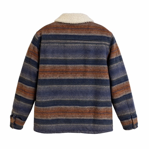 Rip Curl Sherpa Lined Striped Jacket Zip Front Size M - Picture 3 of 15